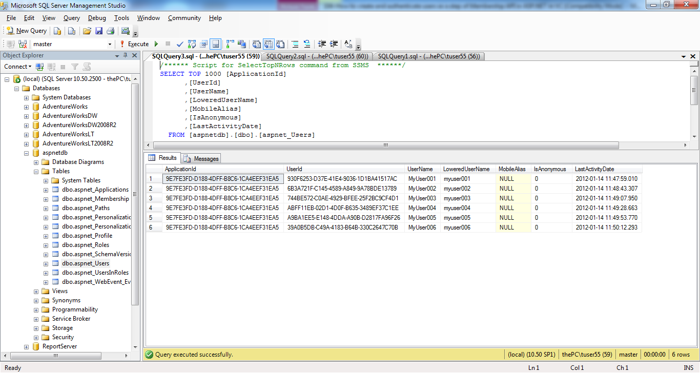 The table in the membership database in C Tutorial